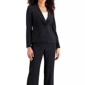 Le Suit Shawl Collar Long Sleeve Button Closure Shoulder Pads with Mid Waist Zip